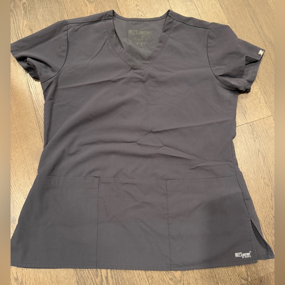 Grey’s Anatomy Signature Dark Grey V-Neck Scrub Top AND Pants Set